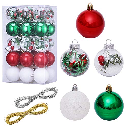 LessMo 30 Piezas de Adornos Navideños, Adornos de Bolas de árbol de Navidad Inastillables, Adornos Colgantes Decorativos Navideños para Decoración de Fiestas en el Hogar Cover