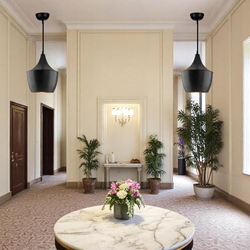 Image of GreyWings Modern Black Aluminium Pendant Light for Ceiling, Adjustable Hanging Lamp with, Decorative Indoor Light for Living Room, Kitchen, Dining,(Big) Pack of 1