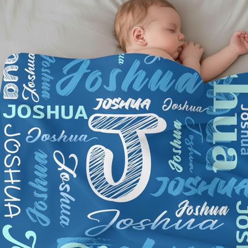 Image of Personalized Baby Blanket with Name, Custom Name Blanket for Kids Soft Flanne Blankets in Easter Personalized Baby Gifts for Infant Newborn Shower (Rainbow)