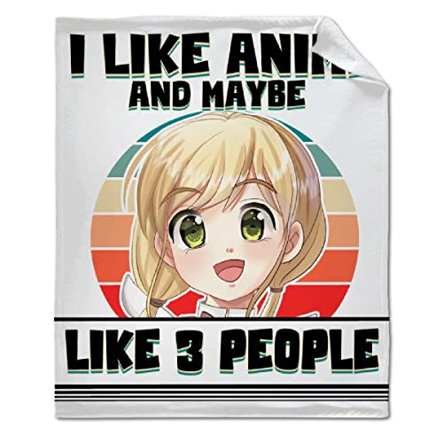 ARTBLANKET I Like Anime and Maybe Like 3 People Throw Blanket Fannel Fleece Super Soft Funny Blanket Travel Throw Blanket for Bed Couch Sofa 60x50 in for Teen Car