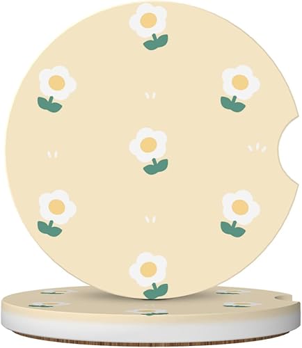 Miniatura 18 de Posavasos florales verdes para portavasos de automóvil, paquete de 2 posavasos de automóvil para automóvil, posavasos absorbentes de cerámica con