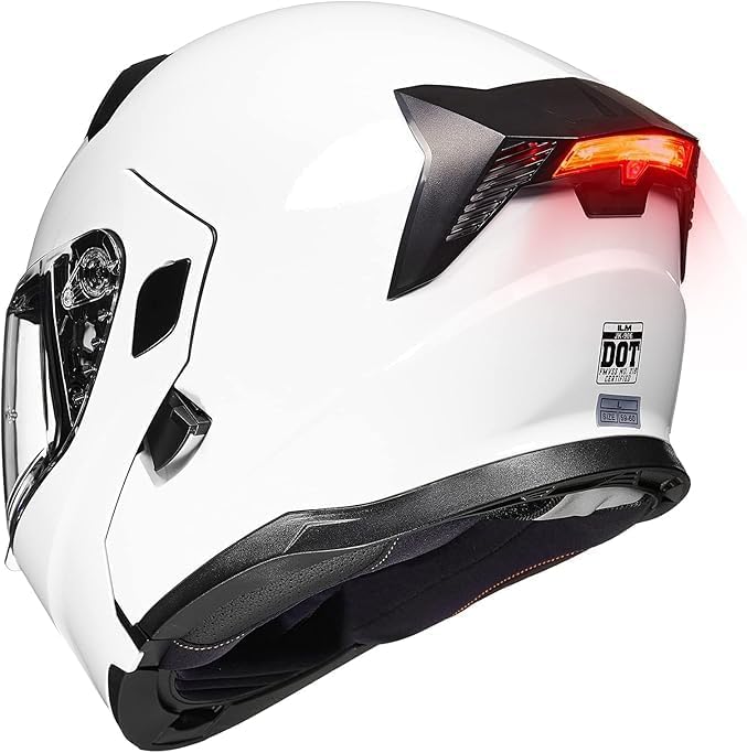 Miniatura 1 de ILM Casco modular de cara completa para motocicleta con visera doble para adultos, luz trasera LED opcional, aprobado por el DOT