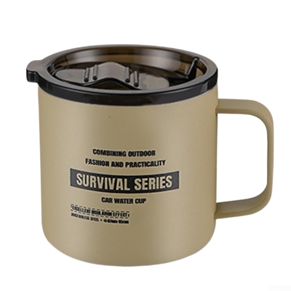 Taza Viaje para acero 304 para portátil con Tapa Segura Taza(Khaki)