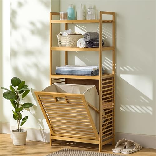 Amplia cesta de bambú para la colada, organizador de almacenamiento duradero y resistente a la deformación para baño, fuerte carga, resistente al desgaste y a los arañazos, perfecto para la
