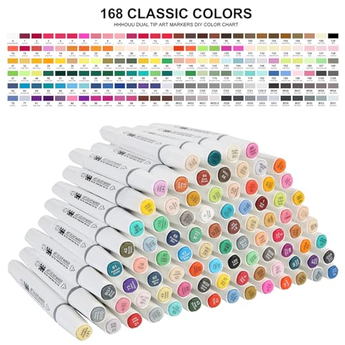 Marqueurs pinceau double pointe feutres 168 couleurs avec étui