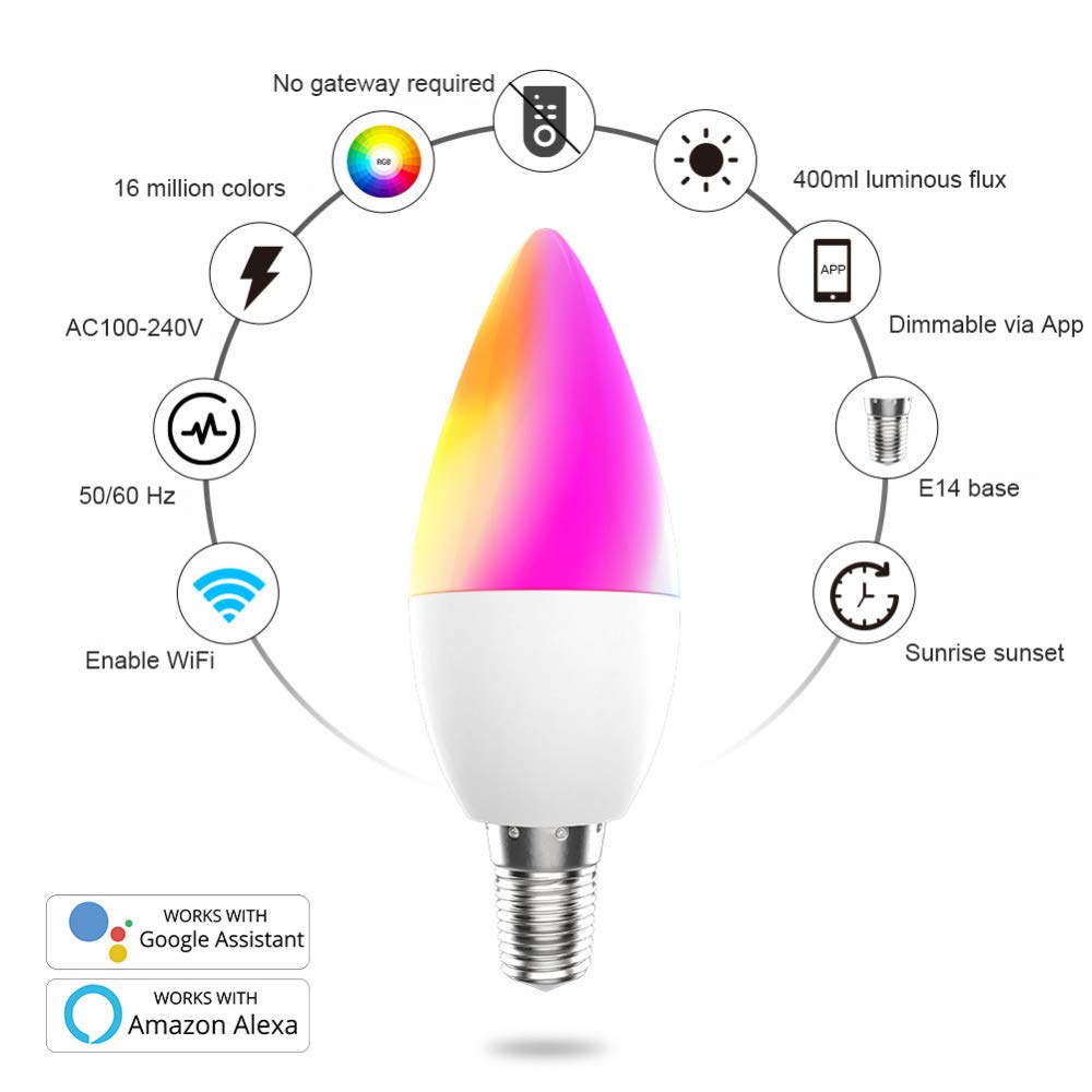 ANWIO Matter Bombillas LED Inteligente WiFi Regulable 12W 1521Lm