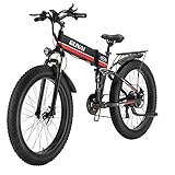 【Configuración todoterreno】Horquillas delanteras se pueden bloquear, transmisión Shimano de 7 velocidades, frenos de disco hidráulicos delanteros y traseros XOD (desconexión del freno), suspensión completa, neumático grueso todoterreno de 26 "* 4.0.