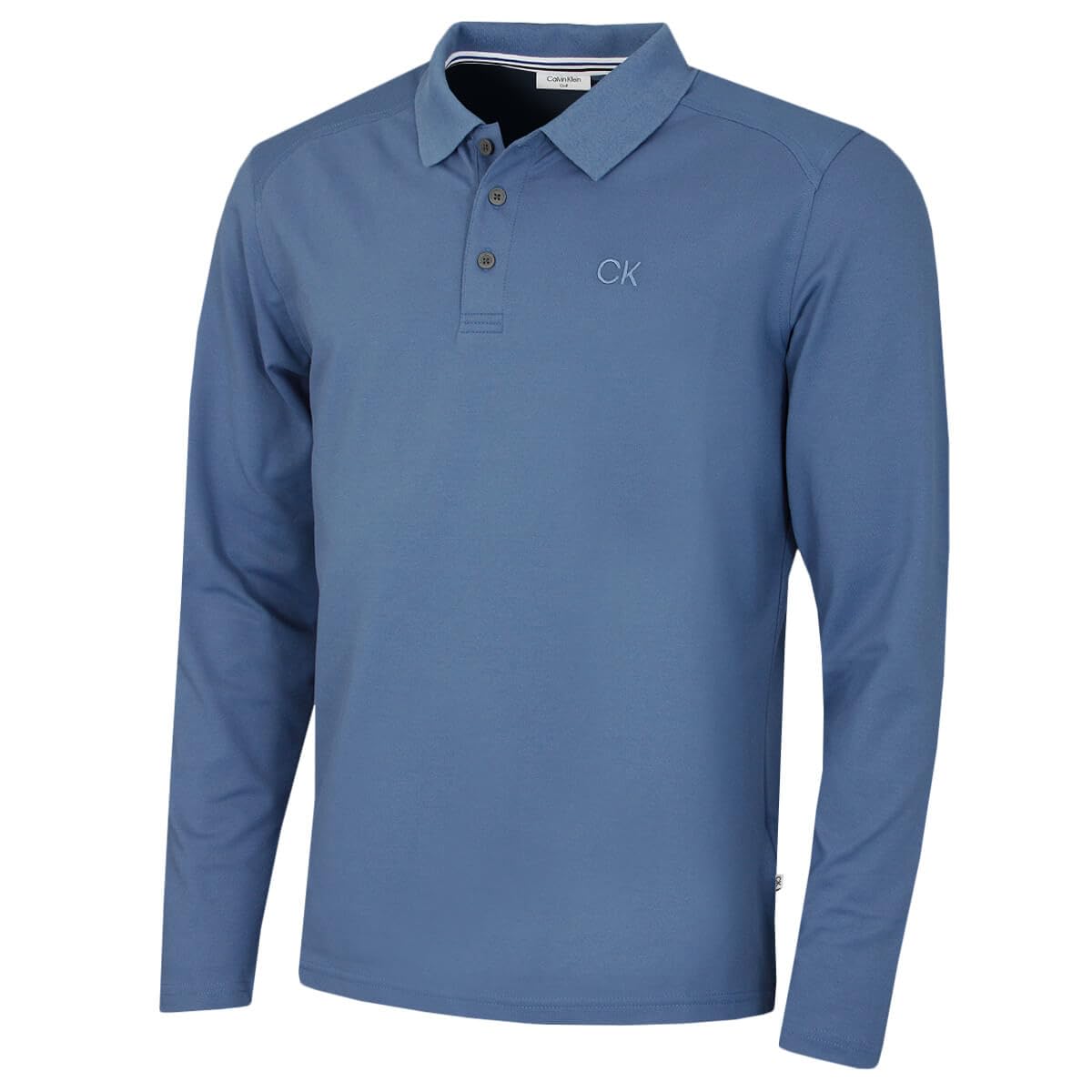 Calvin Klein Mens Long Sleeve Campus Polo Shirt - Denim Blue - XXL
