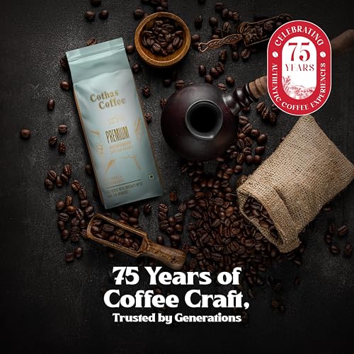 Image of Cothas Coffee Premium Gold Medium Roasted Coffee Beans | 70% Arabica & 30% Robusta | Rich & Strong-Bodied Speciality Whole Beans | Aromatic & Balanced Flavour | Ideal for Coffee Connoisseurs | 250 g Bag