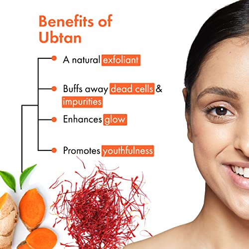 Image of Good Vibes Ubtan Insta Glow Face Scrub, 50 g | Brightening, Detoxifying & Nourishing Gentle Exfoliator For All Skin Types | With Turmeric, Saffron, Vitamin B3 | No Parabens, Sulphates & Mineral Oil