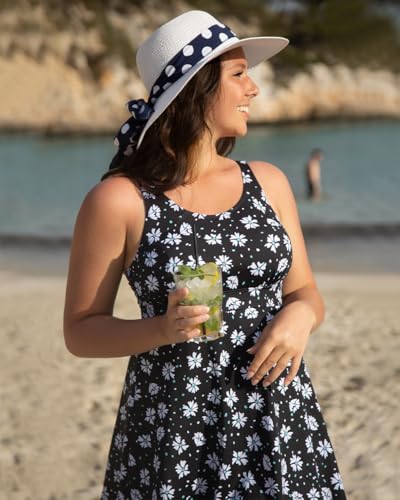 Septangle Women's One Piece Polka Dot Body Shaping Ruffled Hem Swimdress Swimsuits for Big Busted Women4