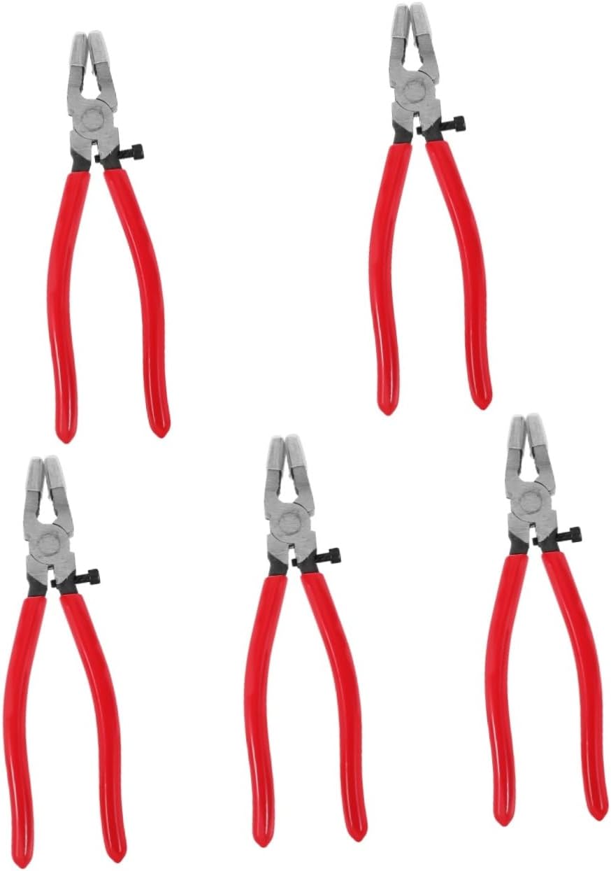 Cabilock 5pcs Professional Glass Cutting Tool Breaking Pliers Scoring Blade End Cutting Pliers for Stained Glass Projects