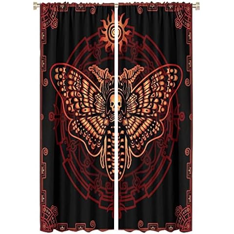 Death Moth Boho Gothic Window Curtains Cover