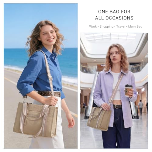 Image of ACUARIO Tote Bag for Women, Work Tote Handbag with Pockets, Shoulder Bag for Office Business Travel Daily Commute