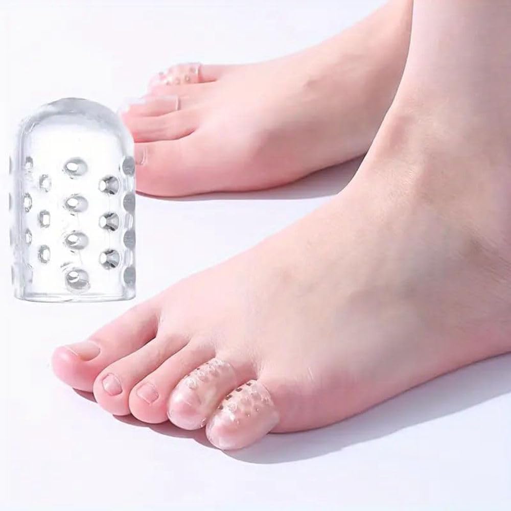 Silicone Toe Protectors, Transparent, Soft and Flexible, Moisturizing Finger and Toe Covers, Breathable, 10 Pieces