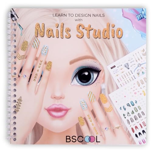 Image of BSCOOL - Drawing, Coloring & Activity Book. Nail Design Book with Stickers and Guides. Fashion Design Sketchbook for Kids 5 and up. Little Designer Creativity Book - Nail Sticker Book. Gift for Girls
