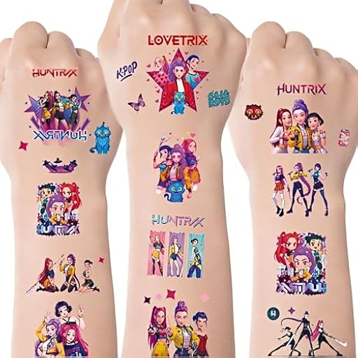 ROMANVIC K Pop Demon Hunters Tatuajes,8 Hojas Guerreras K-pop Demon Hunter Temporales Tatuajes Infantiles,Reina Hielo Pegatinas Infantiles de Para Decor Fiesta Para Niños,Impermeables | Ya disponible en tu tienda friki favorita! En mundofriki.es!