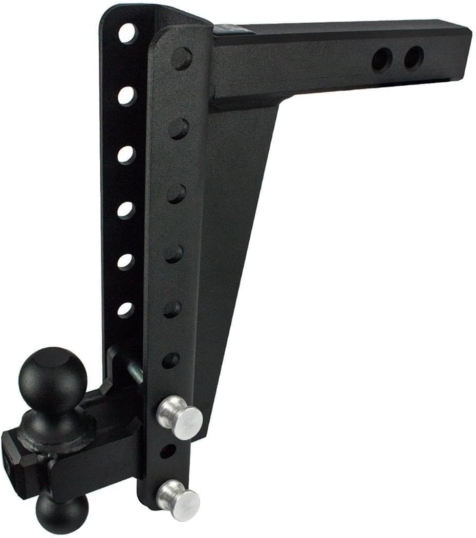 2.0" Adjustable Heavy Duty Trailer Hitch (22,000 lb. Rating) - 12" Drop/Rise Trailer Hitch with 2" & 2-5/16" Dual Ball - Powder Coat, Solid Steel, Corrosion-Resistant