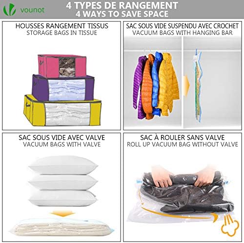 VOUNOT 4 pack Storage Bags with Zips and Handles for Duvets, Clothes, Bedding, 17 pack Vacuum Bags wiht Pump, Multiple Sizes, 2535454769252