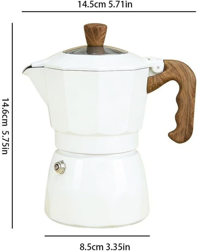 2-3 Cup Titaniu m Coated Double Valve Moka Pot 7-Piece Espresso Set with Electric Stove, Grinder, Bean Canister & Filters for Home & Camping
