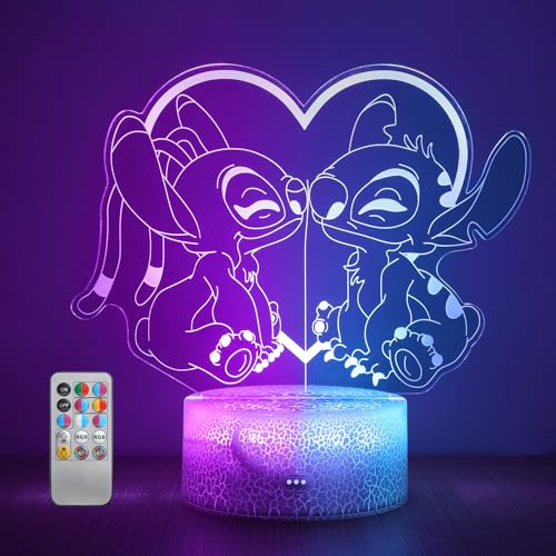 Miniatura 2 de Hoofun Lámpara Stitch, 16 Colores Luz Nocturna, Lámpara Anime 3d Led Ilusión Con Control Remoto Y Smart Touch, Idea Regalo Di Natale Decoración Para La Camera Dei Bambini