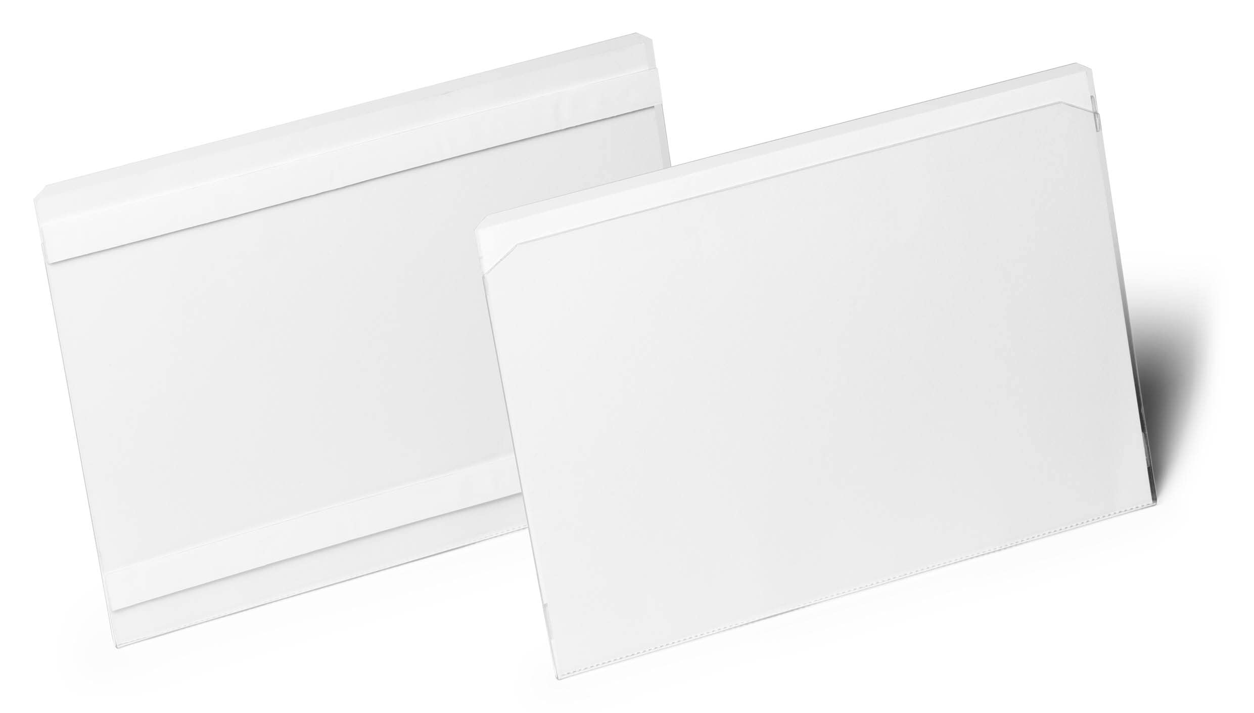 Durable Hard Cover Ticket Holder - Self-Adhesive Label Holder - A5 Landscape - Pack of 10 - Transparent - for Labelling Shelves and Racking