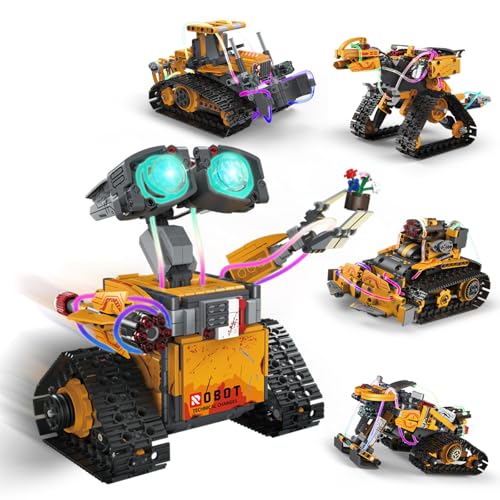 Robot Building Kit, App & Remote Control Robot Toys for Kids, 5 in 1 High-Tech Remote Control Building Block Robot, Creative Gift for Aged 6 7 8 9 10 11 12+ Kids Boys & Girls