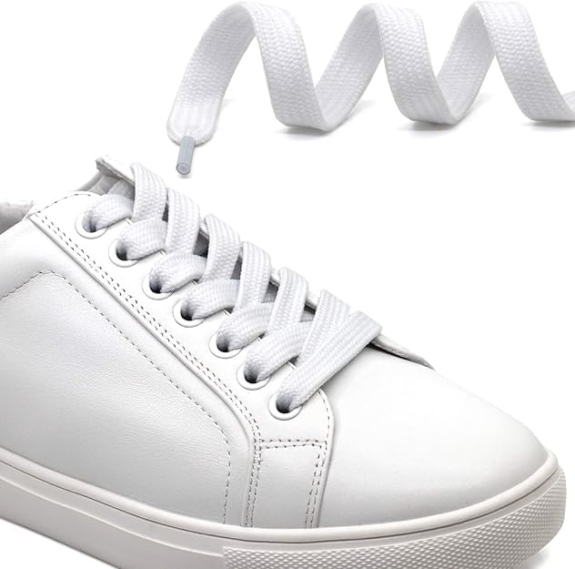 Image of XERUS White Flat Hollow Shoe Laces Pack of 2 Pair for Canvas Sneakers Casual Shoes Men & Women