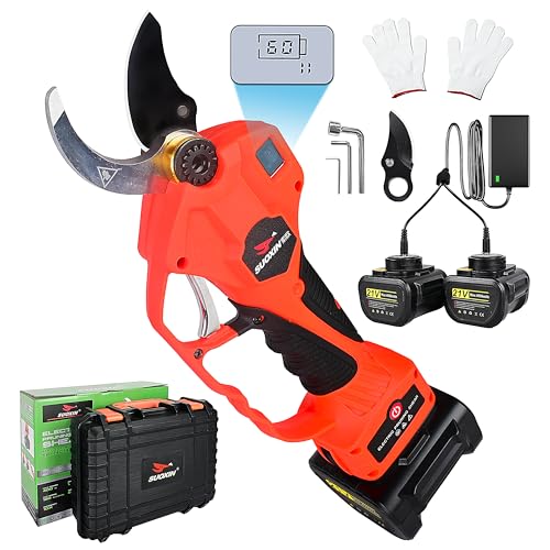 Image of Cordless Electric Pruning Shears, 1.2 inch (3cm) Cutting Diameter, SK5 Blade, 2x21V 4500mAh Batteries, Lightweight Ergonomic Garden Tree Branch Cutter