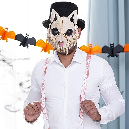 MFUOE Halloween Half Skull Mask Cosplay Costume Skeleton Half Mask Animal Skeleton Scary Mask Halloween Novelty Horror Mask for Adults (Tiger) - Image 4
