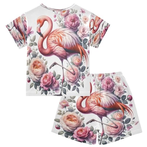 senya Short Sleeve Pajamas Sets Summer Cotton Sleepwear Flamingo Standing2