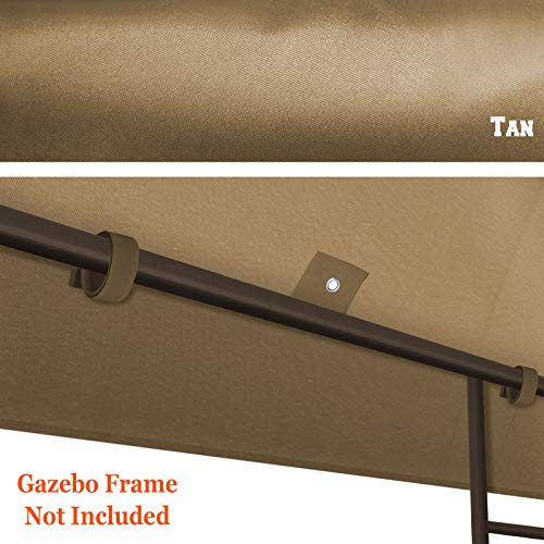 BenefitUSA 10x10 FT Gazebo Replacement Canopy Top Single Tier Canopy Top Cover (Tan)
