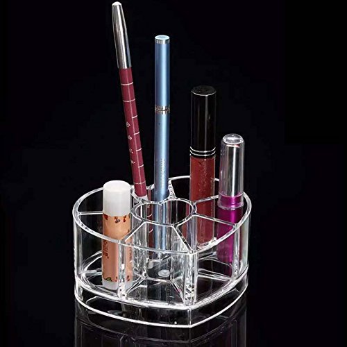 Miniatura 2 de Porta brochas de maquillaje y cosméticos de corazón acrílico transparente con 8 compartimentos