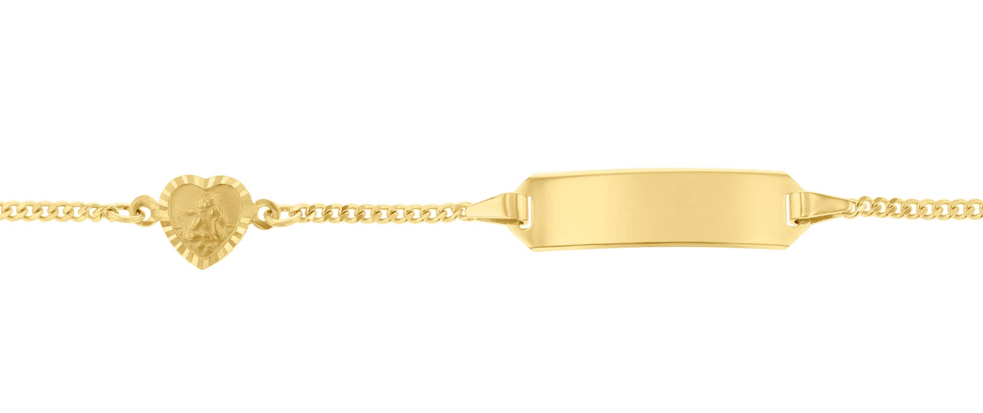 JC Schmuck 585 Gold Baby ID-Armband Kinder Goldarmband 14 cm mit Engel I Panzerflaches Armband mit Gravur I Gold Namensarmband I Babyarmband mit Namen I Kinderschmuck I 5.56049-99 -585