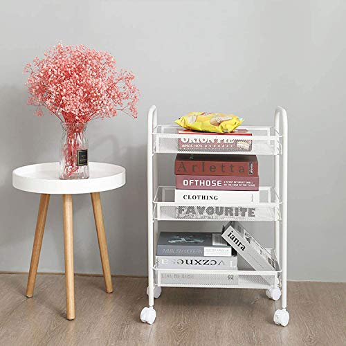 Keukenrekken Vloer Meerlaagse Beweegbare Karren Groenteband Wiel Opbergrek Multifunctioneel (45x27x63cm)(Color:wit) - Image 5