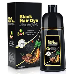 Black Hair Dye Shampoo for Gray Hair, 3 in 1 Herbal Ingredients Natural Shampoo Black Hair Dye for Women Men, Grey Coverage Shampoo 500ml (Black)