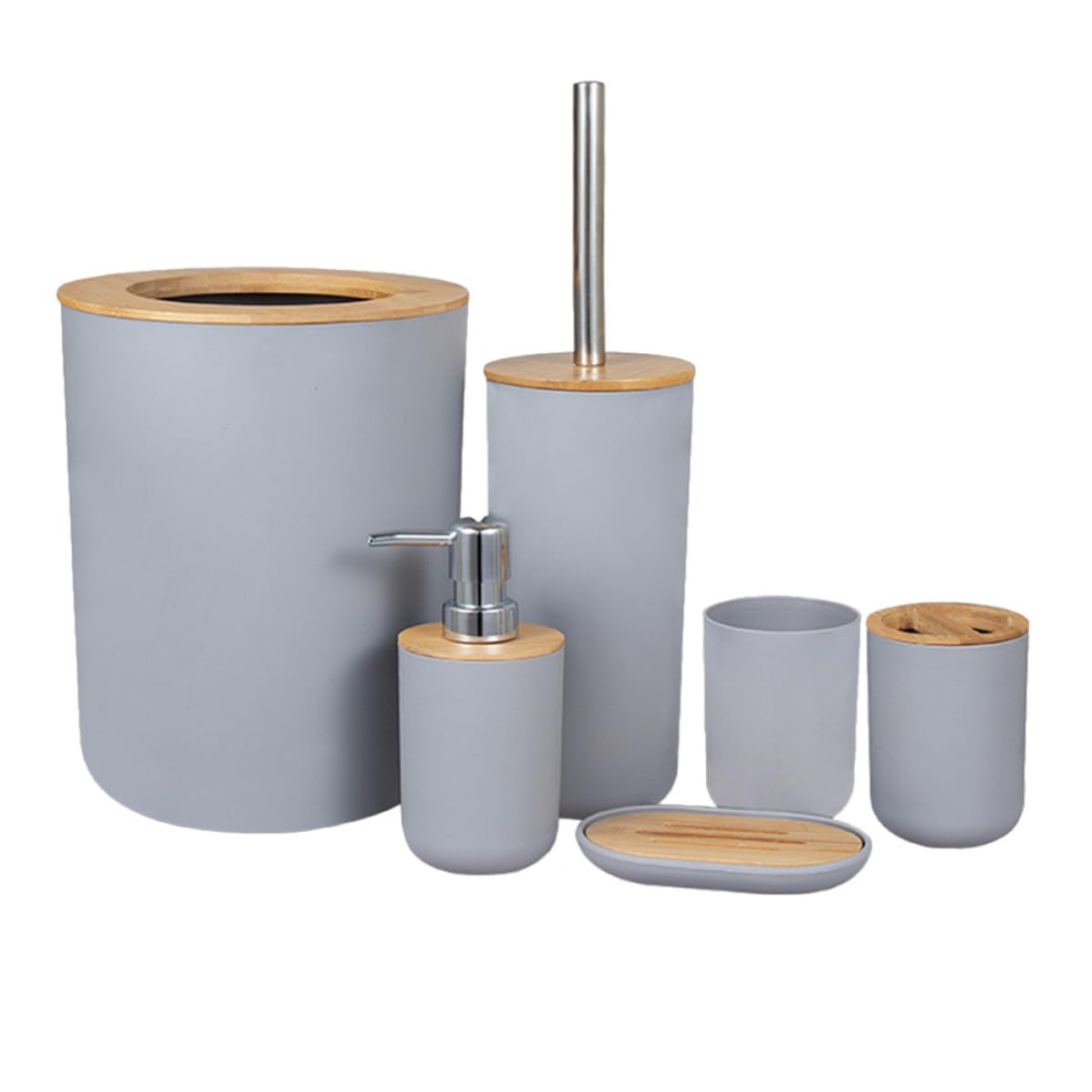 SHINEOFI Juego de Accesorios de Baño de Bambú y Plástico, Soporte para Cepillo de Dientes y Dispensador de Loción, Fácil de Transportar y Almacenamiento Conveniente para Baño