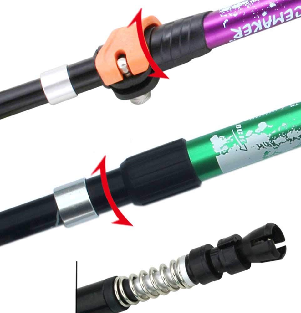 Bastones De Senderismo Aleación De Aluminio para Aviación, 280 G Ultraligero, con Velcro, Muñequera De Nylon Ajustable, Longitud Ajustable Libremente para El Alpinismo