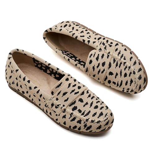 Image of Cvistpieo Loafers for Women Comfortable Dressy Casual Work Flats Lightweight & Breathable Slip On Walking Shoes Knit