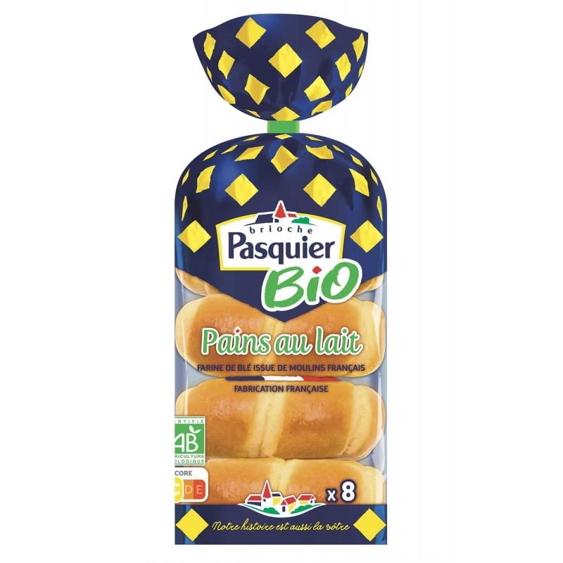 BRIOCHE PASQUIER - 8 Pains Au Lait Bio - Savourez des viennoiseries saines et bio - 280g de douceur pour votre petit déjeuner. - Lot De 4 - Vendu Par Lot