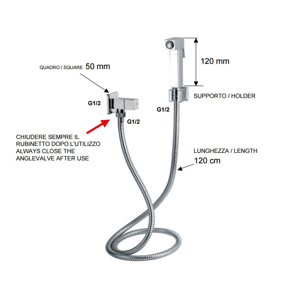 Rubinetterie REMER Idroscopino Squadrato Set Relax SQ Completamente in Ottone Cromato