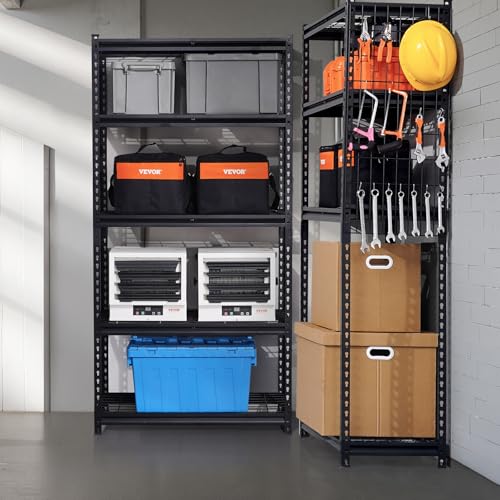 Image of VEVOR Storage Shelves, 2000 lbs, 5 Tier Heavy Duty Garage Shelving, 16 inch D x 36 inch W x 72 inch H Adjustable Metal Shelves for Industrial Shelving Unit Utility Shelf, for Kitchen, Warehouse, Basement, Black