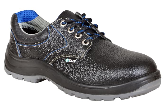 ZAIN Safety ZM-16 D/D PU Steel Toe Safety Shoes | ISI Marked | Genuine Leather | Anti-Skid, Oil & Acid Resistant | Low Ankle Industrial Work Shoes for Men (Black)-image-22