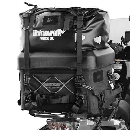 Alforja trasera impermeable para motocicleta Rhinowalk de 36 L – Bolsa flexible blanda para montaje en asiento, forro interior o módulo de expansión miniatura 6