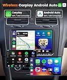 Podofo 2G+64G for VW Passat Tiguan Golf Jetta T5 EOS Polo Skoda Car Stereo with Wireless Carplay Android Auto, 9" Touch Screen Bluetooth Car Radio Support Navigation WiFi FM SWC+Backup Camera - Image 3