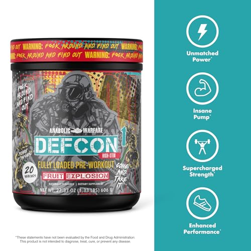Image of Anabolic Warfare Defcon1 High Stim, High-Intensity Pre-Workout Powder (Fruit Explosion, 20 Servings)