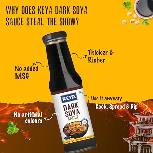 Image of KEYA Dark Soy Sauce 200 G|Rich & Flavorful|Tangy,Fresh & Spicy|Chinese Restuarant Style|Soy Sauce For Cooking,Marinades,Stir-fries,And Dipping|Ideal For Stir-Fried Dishes,Soups,And Sauces