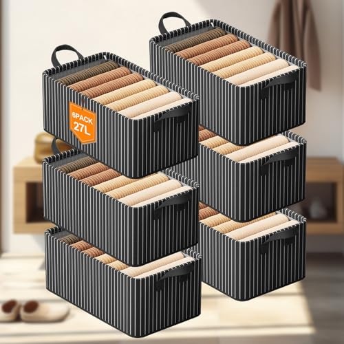 Image of CoolLeaf SB-S6 Wardrobe Organizer for Clothes with Metal Frame, (27Ltr*6, Stripe)