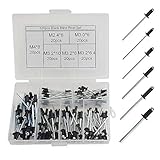 XINGYHENG 120Pcs 6 Species M2.4 M3 M3.2 M4 Black Aluminum Blind Rivets Round Dome Head Open End Pull...
