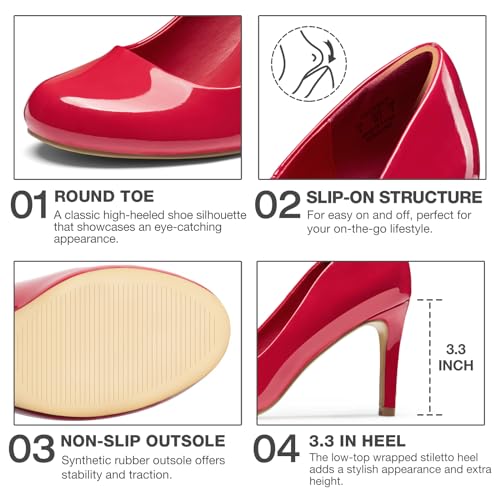 ZURIN Women's Round Toe Comfortable Stiletto Heels Closed Toe Dress Pumps Shoes for Wedding Work Office Business2